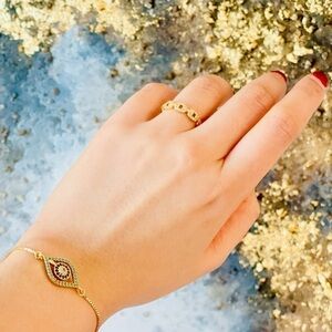 GOLD  Colored Adjustable Evil Eye Bracelet